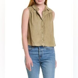 BELLA DAHL EUC Sz L Flowy Button Down Shirt, Tan, 100% Tencel